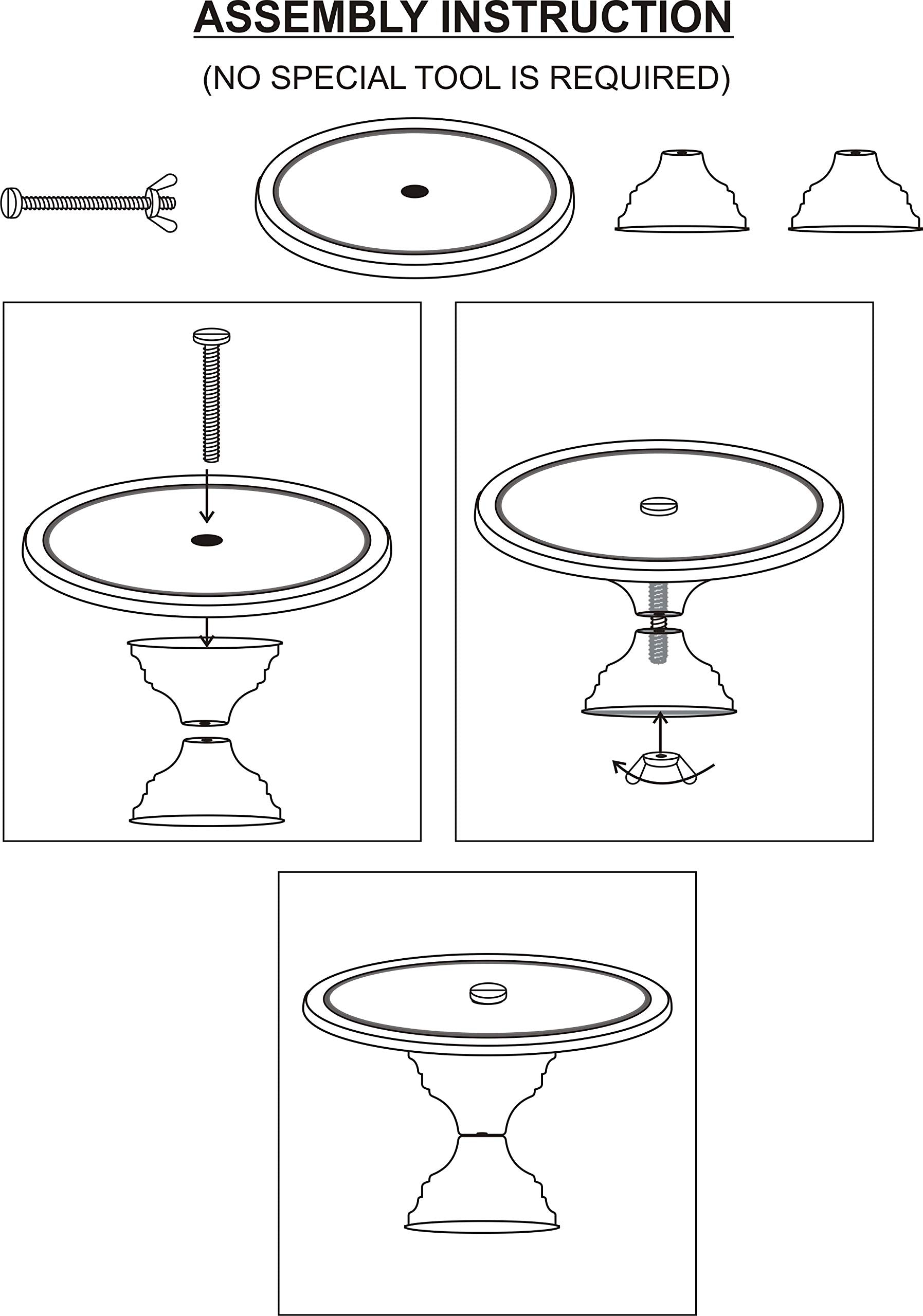 Anushka Metals Non Revolving Cake Stand 11 Inch Diameter (Top), Pedestal Metal (White Colour Finish)